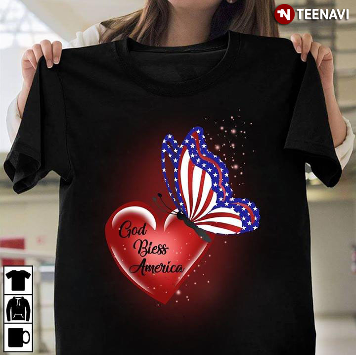 God Bless America Heart Butterfly Flag