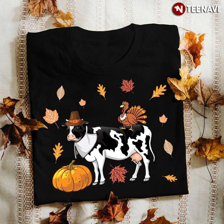 Fall Pumpkin Dairy Cow And Turkey