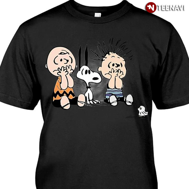 Frightened Charlie Brown Snoopy And Linus Van Pelt Halloween T-Shirt