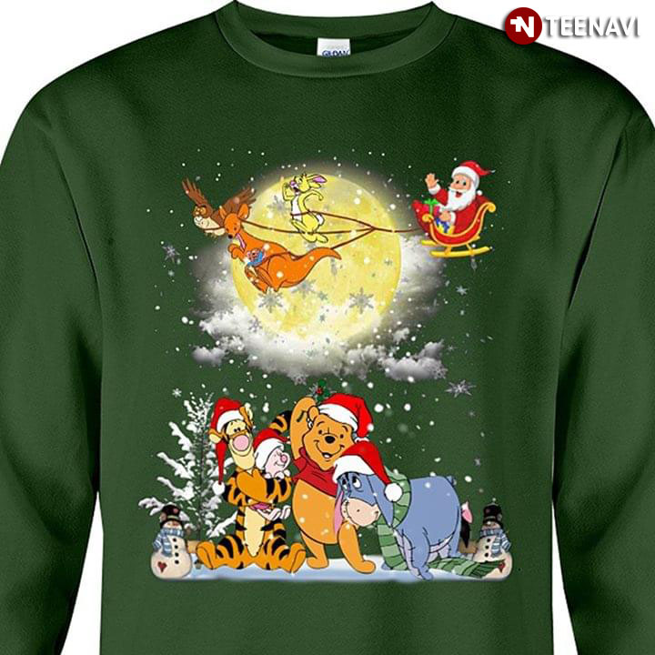 Santa Claus Riding Sleigh Winnie-the-Pooh Christmas