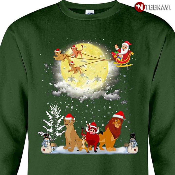 Santa Claus Riding Sleigh Lion King Christmas