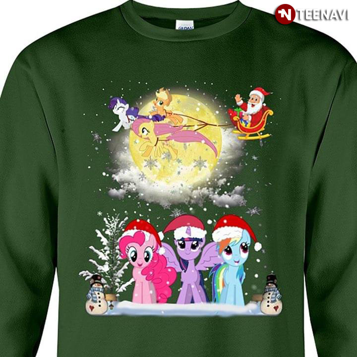 Santa Claus Riding Unicorn Sleigh Christmas