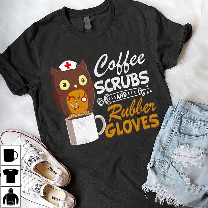 Coffee Scrubs Rubber Gloves Owl