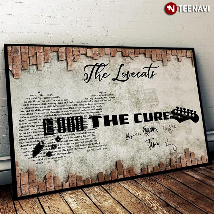 The Cure The Lovecats With Guitar Typography And Signatures