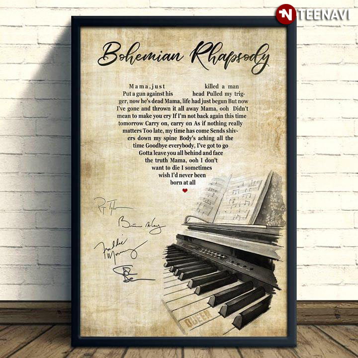 Queen Bohemian Rhapsody With Heart Typography And Signatures
