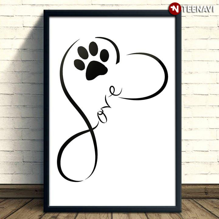 I Love Dog & Cat With Dog & Cat Paw Print With Heart