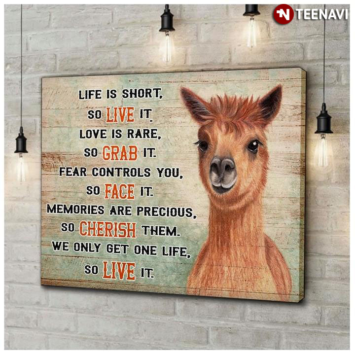 Adorable Llama Life Is Short So Live It Love Is Rare So Grab It Fear Controls You So Face It