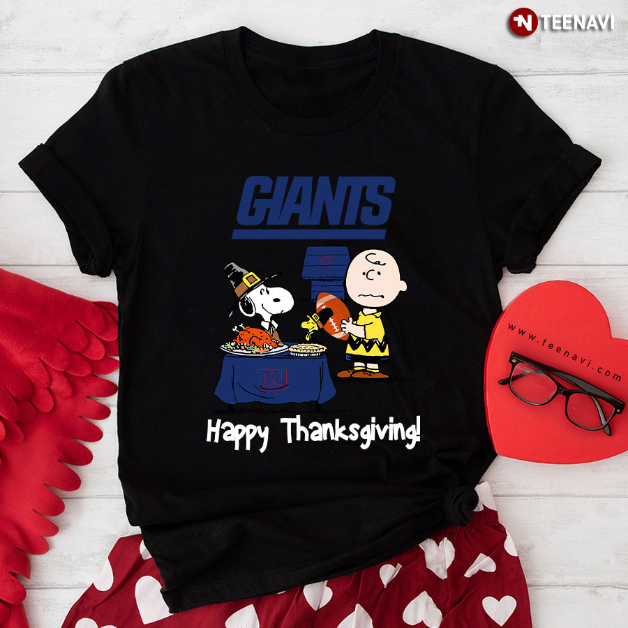 Peanuts New York Giants Football Happy Thanksgiving T-Shirt