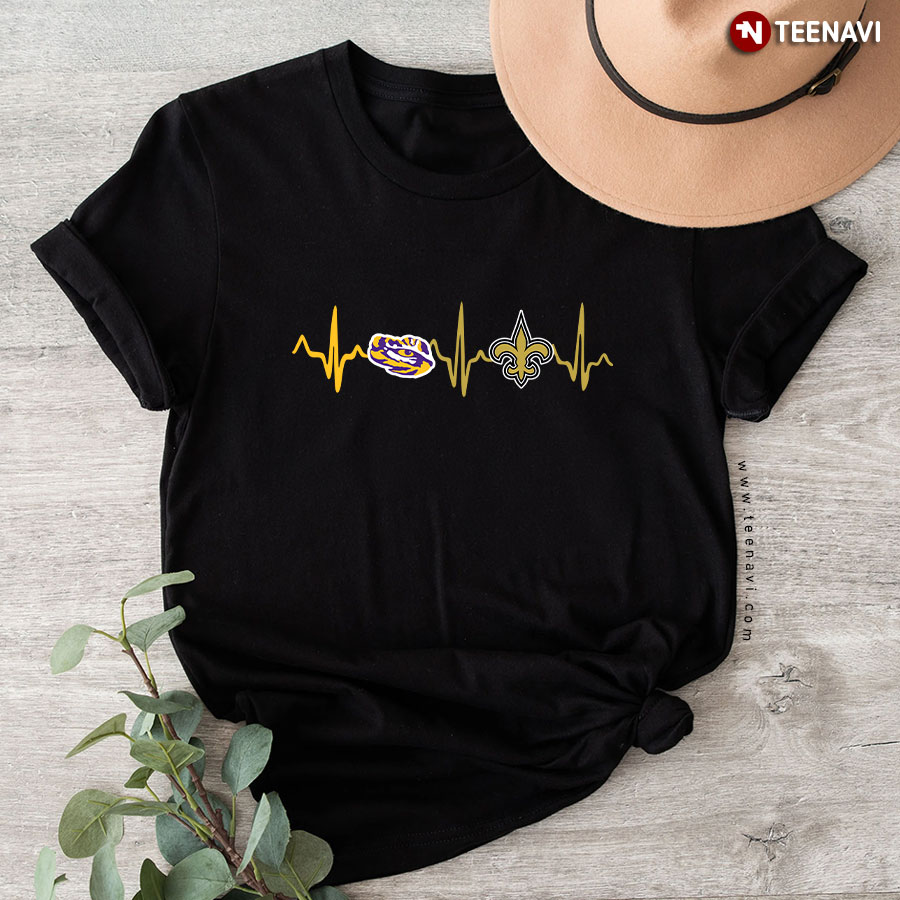 LSU Tigers Eye New Orleans Saints Heartbeat T-Shirt