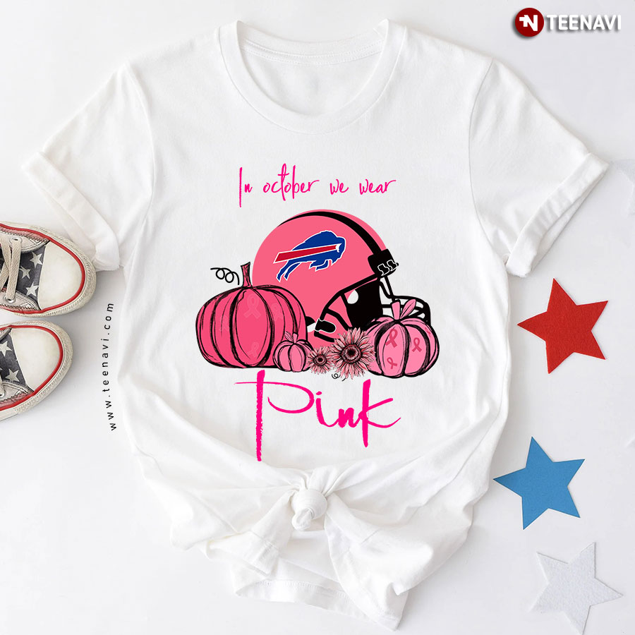 Pumpkin Buffalo Bills In October We Wear Pink Breast Cancer Awareness T-Shirt