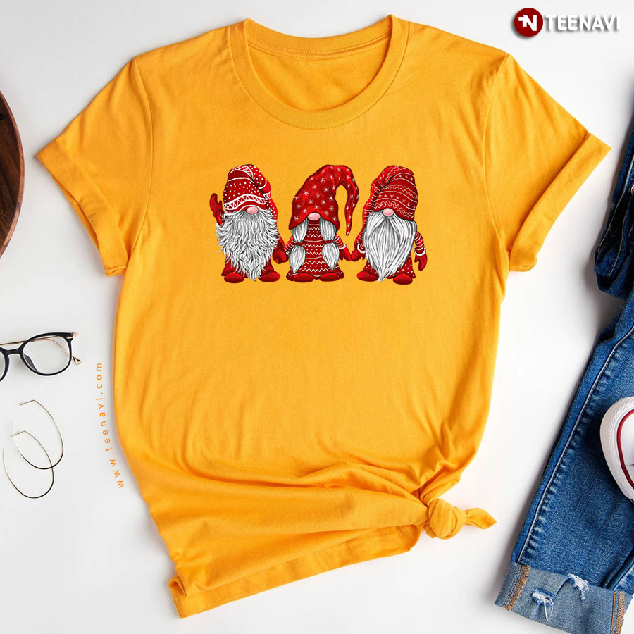 Hanging With Red Gnomies Christmas Santa Claus T-Shirt
