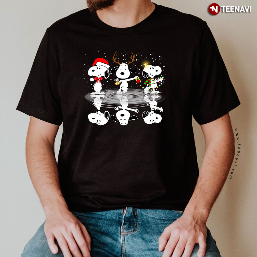 Snoopy With Christmas Ornament Water Mirror Reflection T-Shirt