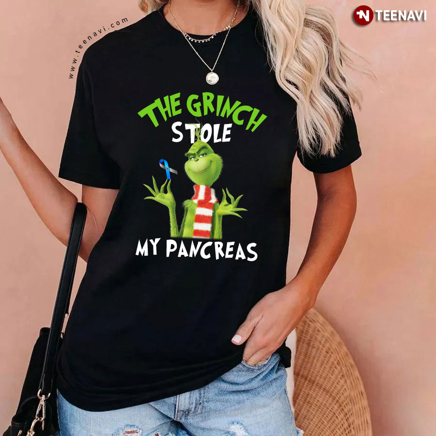 The Grinch Stole My Pancreas Christmas T-Shirt - Unisex Tee