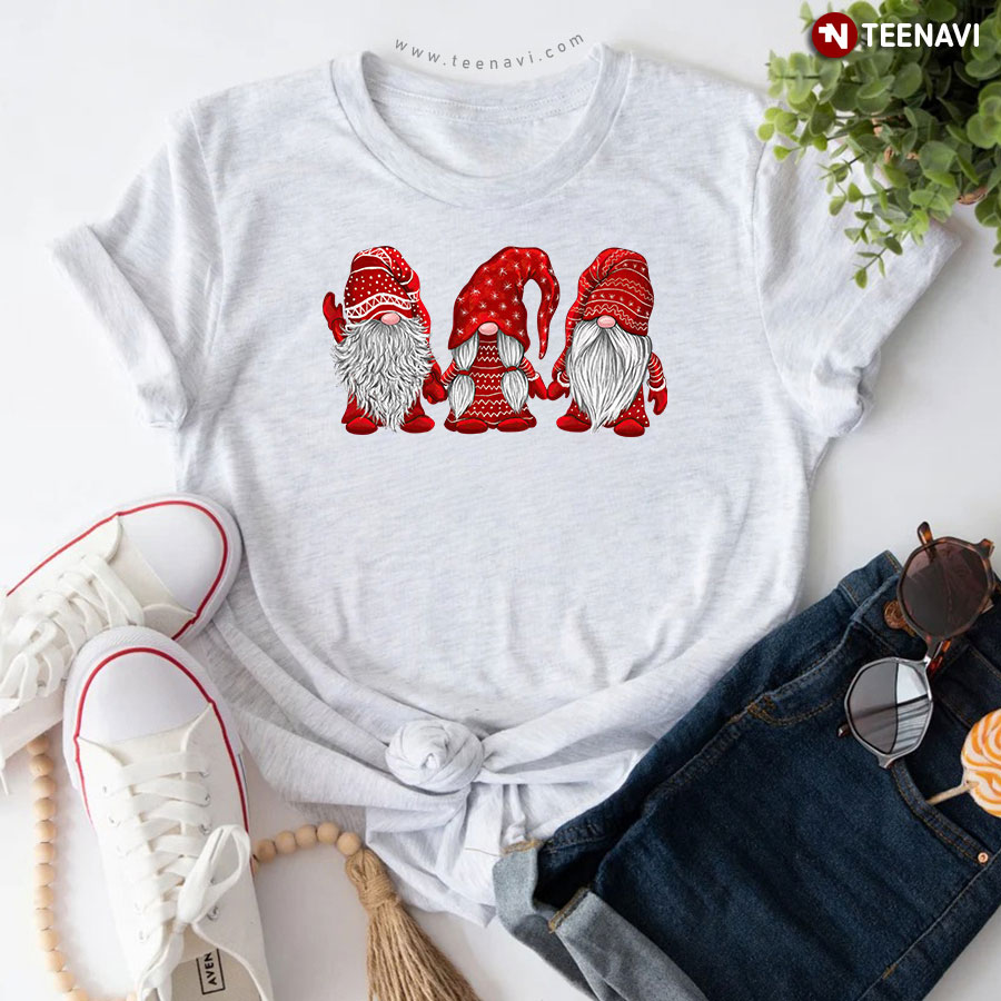 Hanging With Red Gnomies Christmas Santa Claus T-Shirt