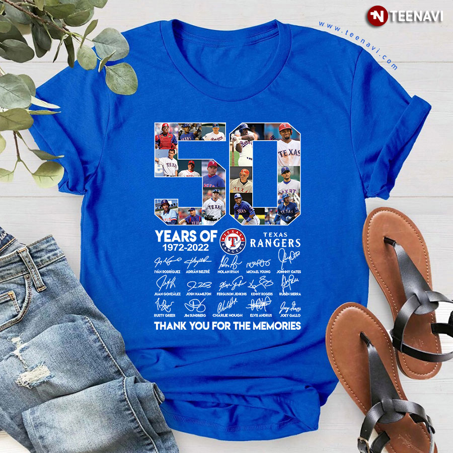 50 Years Of Texas Rangers 1972-2022 Thank You For The Memories T-Shirt
