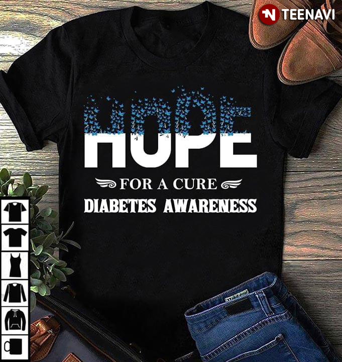 Hope For A Cure Diabetes Awareness Blue Butterfly