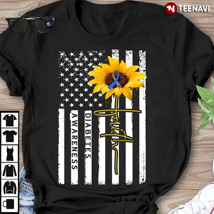 Faith Sunflower  Diabetes Awareness American Flag