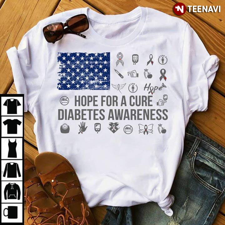 Hope For A Cure Diabetes Awareness American Flag Version