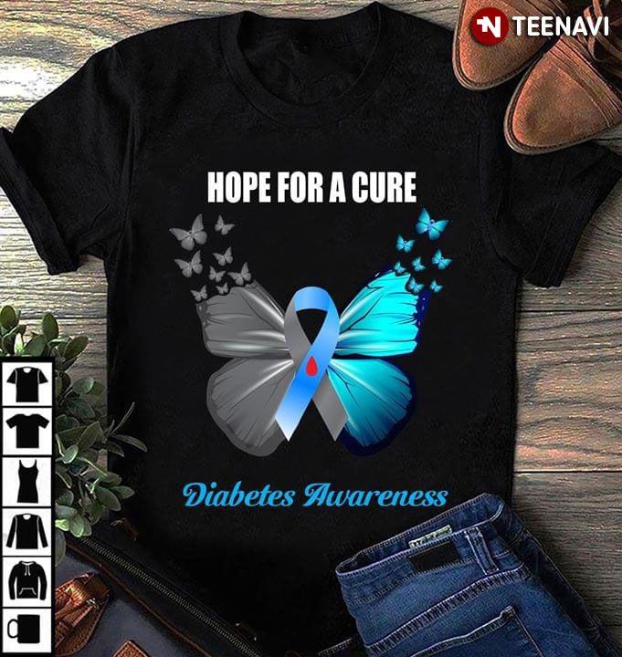 Hope For A Cure Diabetes Awareness Color Butterfly