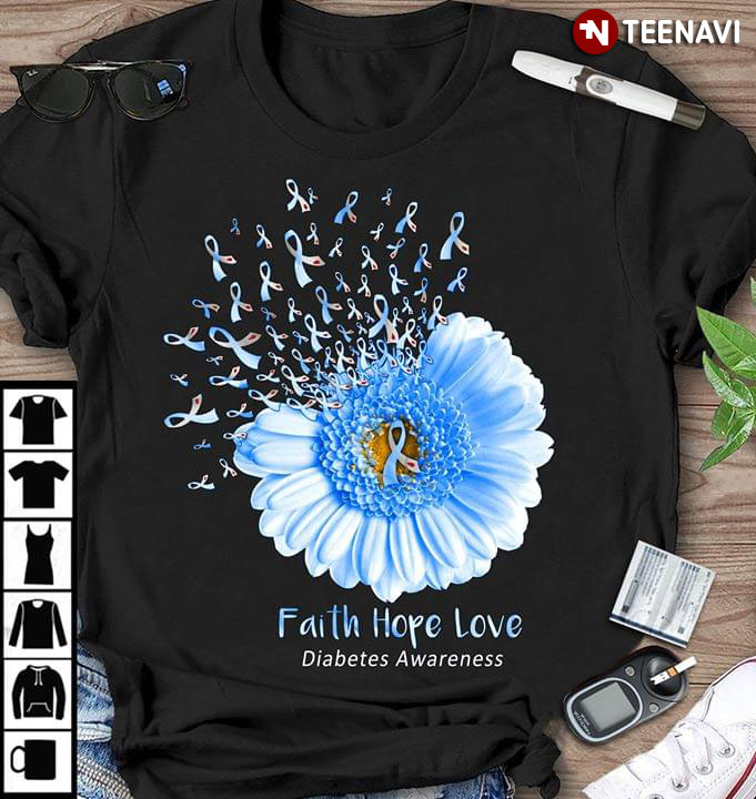 Faith Hope Love Diabetes Awareness Blue Sunflower