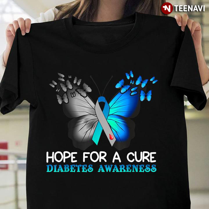 Hope For A Cure Diabetes Awareness Color Butterfly New Version