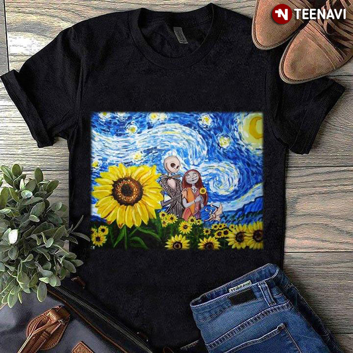 Jack Skellington And Sally The Starry Night Sunflower T-Shirt