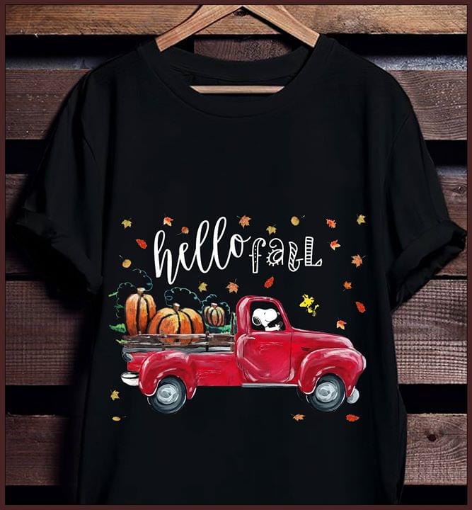 Snoopy Driving Vintage Car Hello Fall