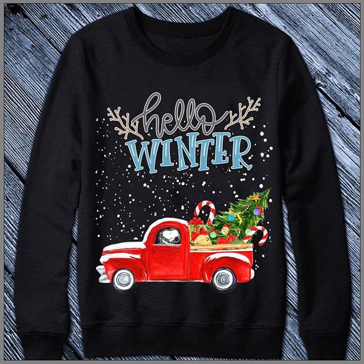 Hello Winter Vintage Car Christmas