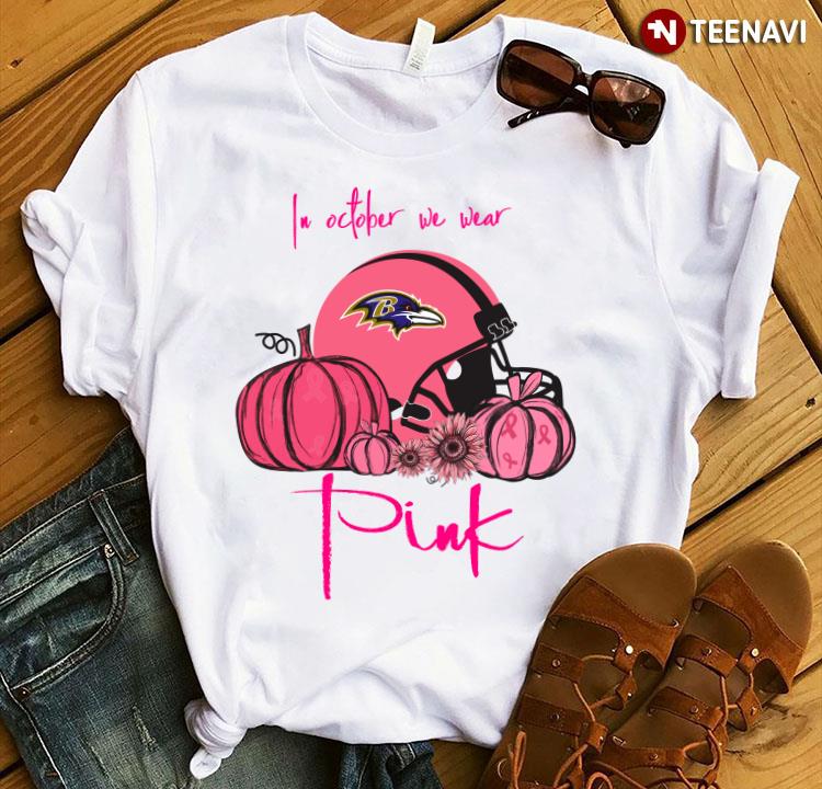 Pumpkin Baltimore Ravens In October We Wear Pink Breast Cancer Awareness