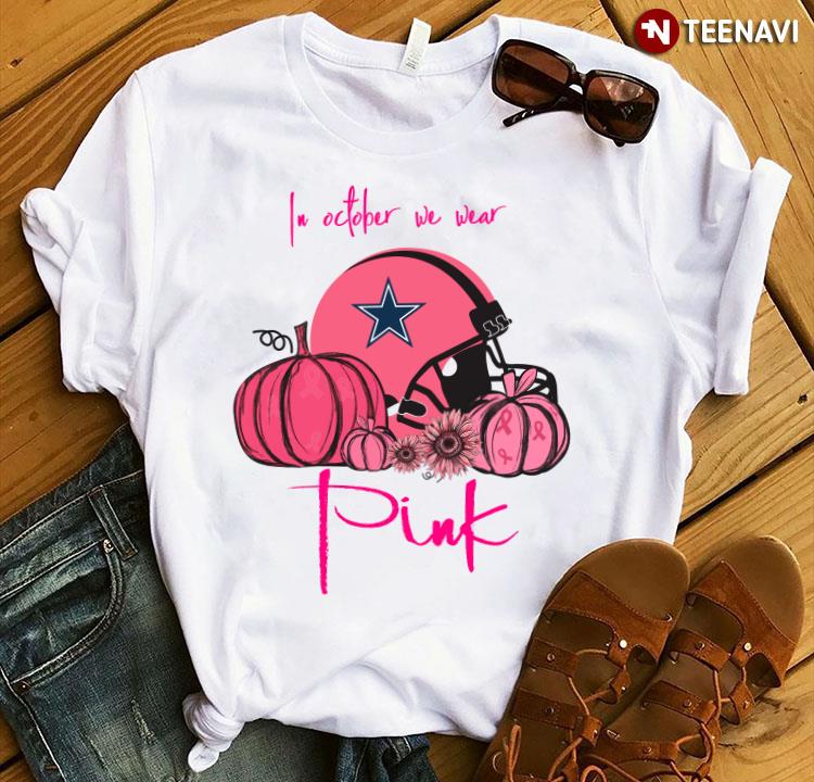 Pumpkin Dallas Cowboys In October We Wear Pink Breast Cancer Awareness T- Shirt - TeeNavi