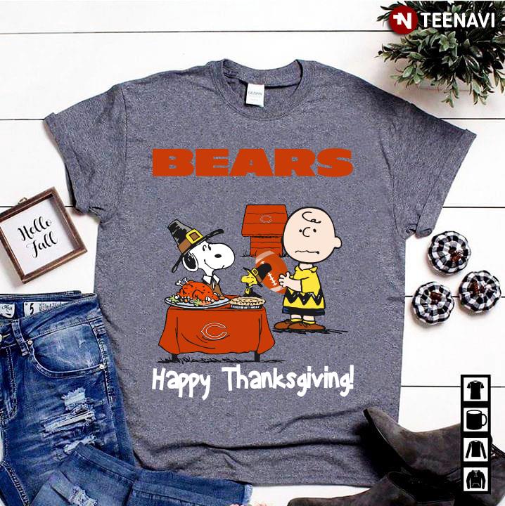 Peanuts Chicago Bears Football Happy Thanksgiving T-Shirt - TeeNavi
