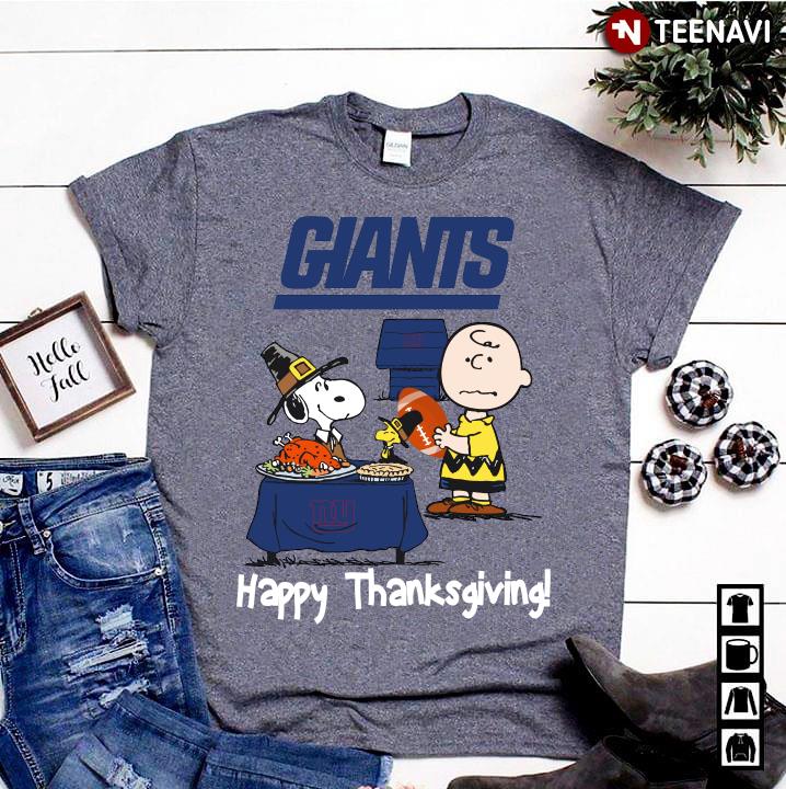 Peanuts New York Giants Football Happy Thanksgiving T-Shirt - TeeNavi
