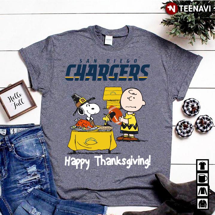 Peanuts Los Angeles Chargers Football Happy Thanksgiving