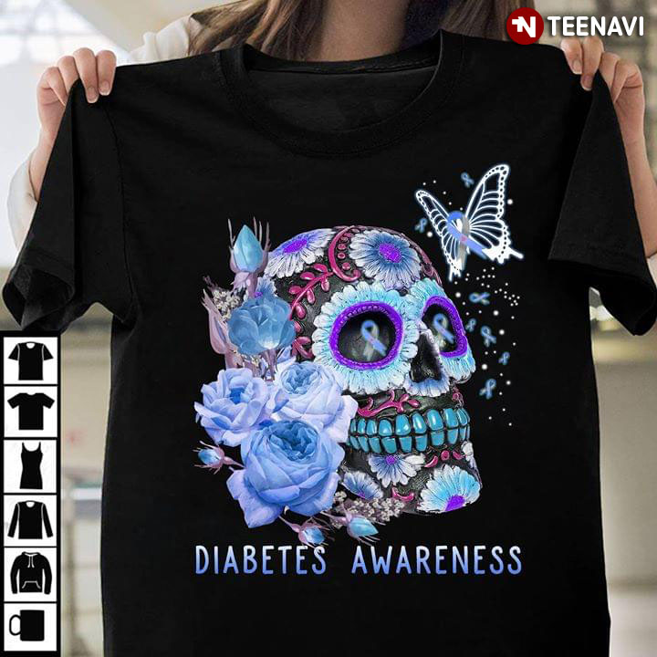 Sugar Skull Flower Butterfly Diabetes Awareness