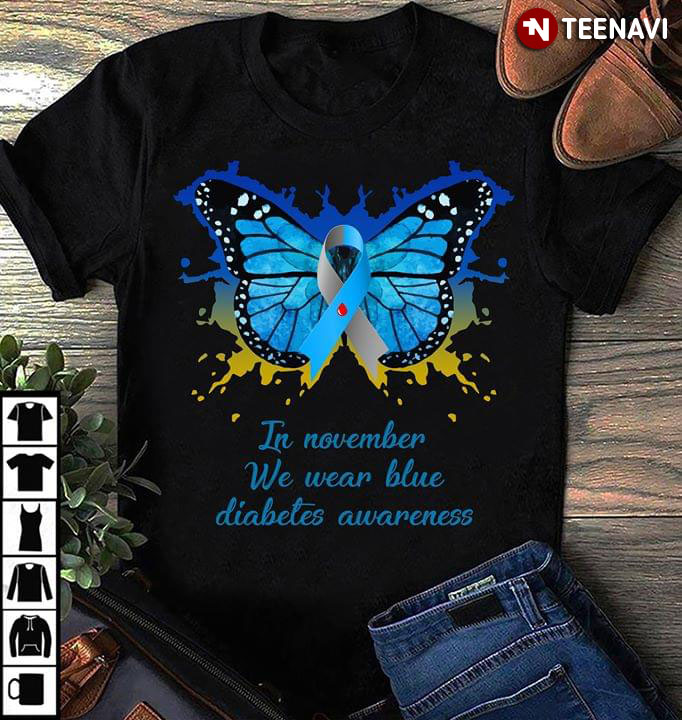 Butterfly In November We Wear Blue Diabetes Awareness