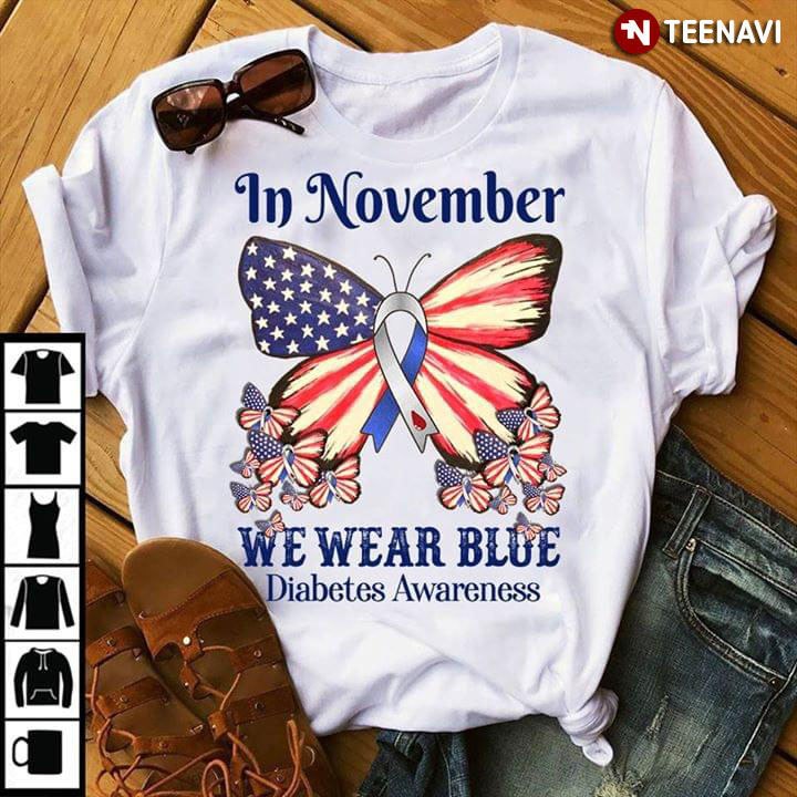 Butterfly Flag In November We Wear Blue Diabetes Awareness