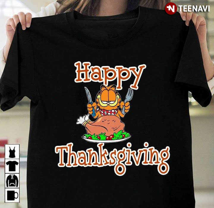 Garfield Eating Roast Turkey Happy Thanksgiving
