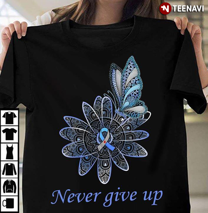 Mandala Daisy Butterfly Diabetes Awareness Never Give Up