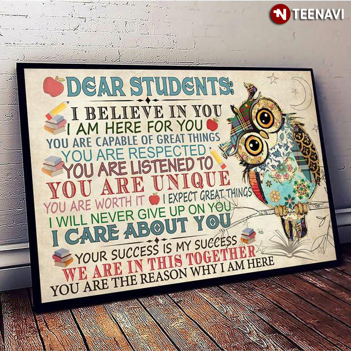 New Version Adorable Owl Teacher Dear Students I Believe In You I Am Here For You