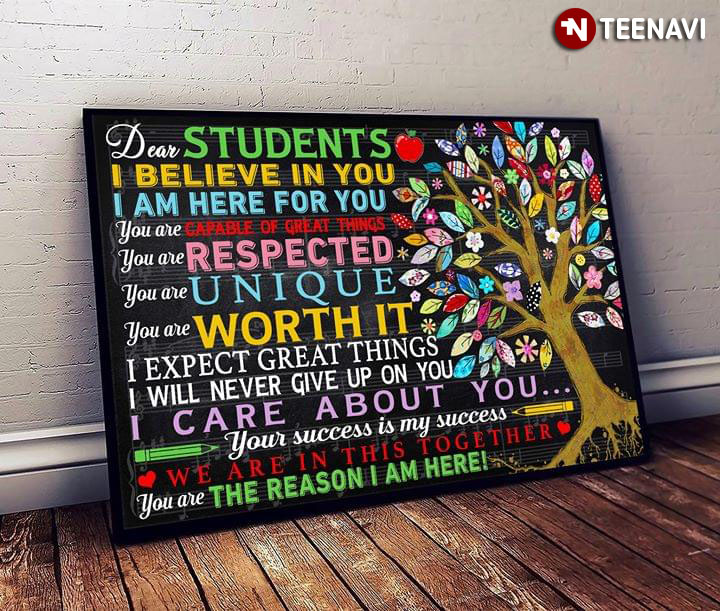 Tree With Colourful Leaves & Flowers Teacher Dear Students I Believe In You I Am Here For You