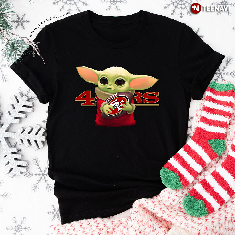 Baby Yoda Holding San Francisco 49ers T-Shirt