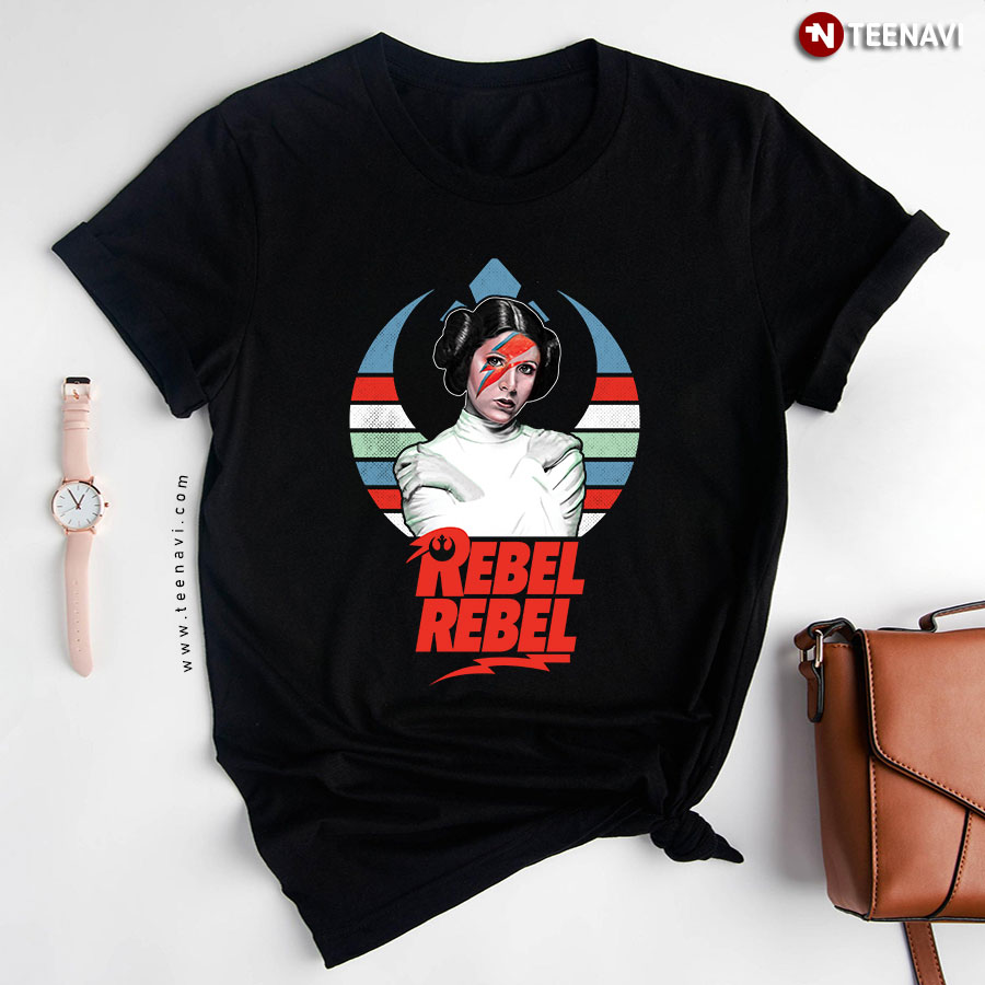Star Wars Leia Organa Rebel Rebel Ziggy Stardust Rebel Alliance Flag T-Shirt