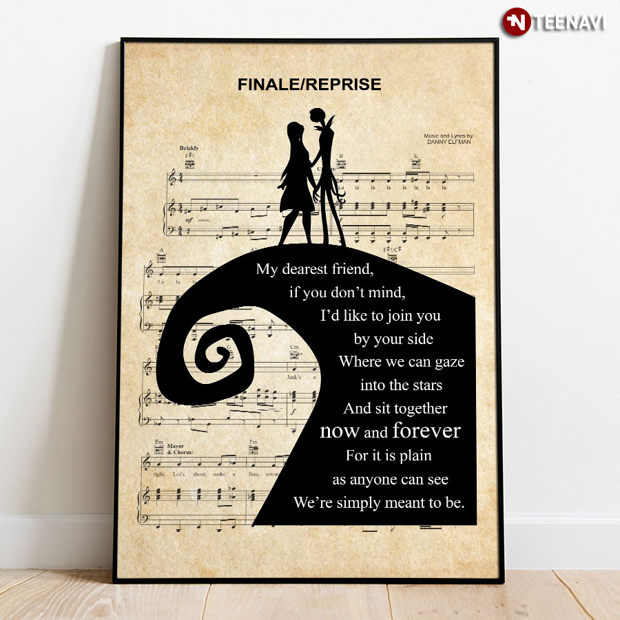 Finale/Reprise Song Lyrics Sheet Music Danny Elfman The Nightmare Before Christmas Jack Skellington & Sally Poster