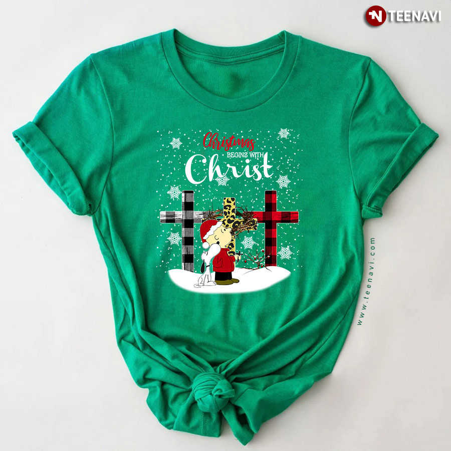 Christmas Begins With Christ Snoopy And Charlie Brown T-Shirt
