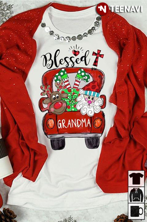 Blessed Grandma Christmas Funny Reindeer And Claus