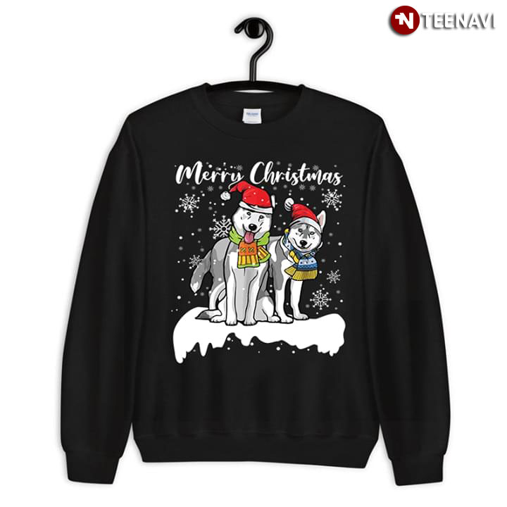Merry Christmas Siberian Husky Dog