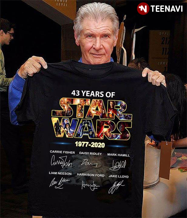 43 Years Of Star Wars 1977-2029 Carrie Fisher Daisy Ridley Mark Hamill Liam Neeson Harrison Ford Jake Lloyd