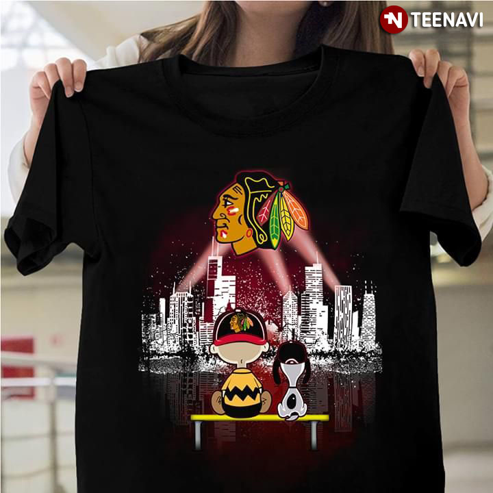 NHL Chicago Blackhawks Snoopy Charlie Brown Woodstock Christmas Stanley Cup  Hockey T Shirt Christmas Gift