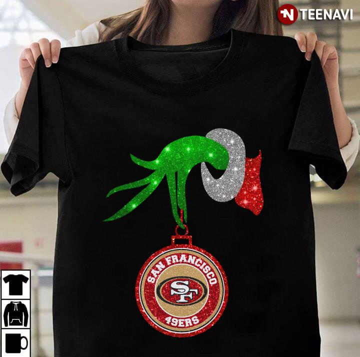 Grinch Hand Holding San Francisco 49ers Christmas