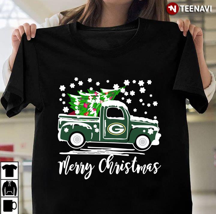 Vintage Car Carrying Christmas Tree Green Bay Packers  Merry Christmas